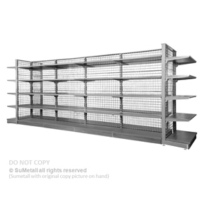 Retail shelving with wire mesh grid backing from China supplier 