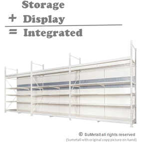 Integrated shop shelving for storage & display