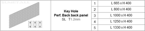 Key Hole Perforated Pegboard Back Panel for Shop Shelving (tegometall compatible)
